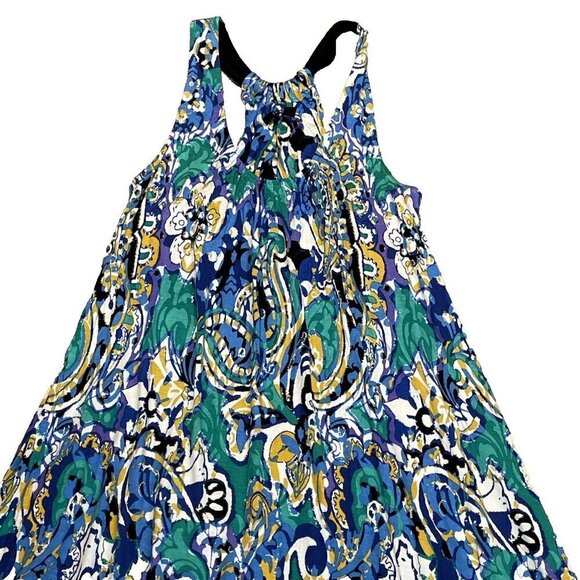 Ellen Tracy Women's Floral Maxi Dress Size S Halter Shark Bite Hem Stretch Boho - Picture 6 of 16